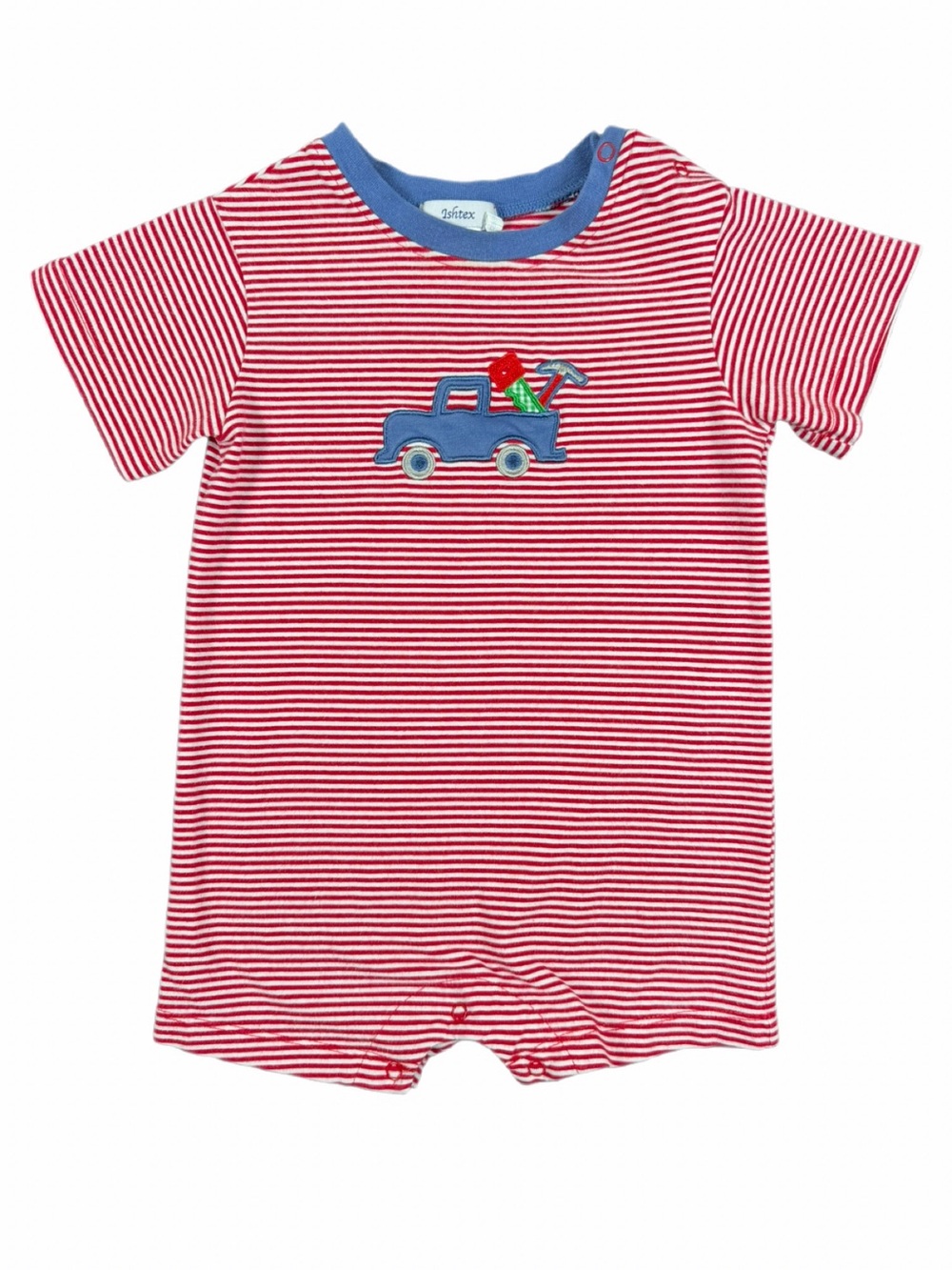 ISHTEX Striped Truck Appliqué Romper - 24M